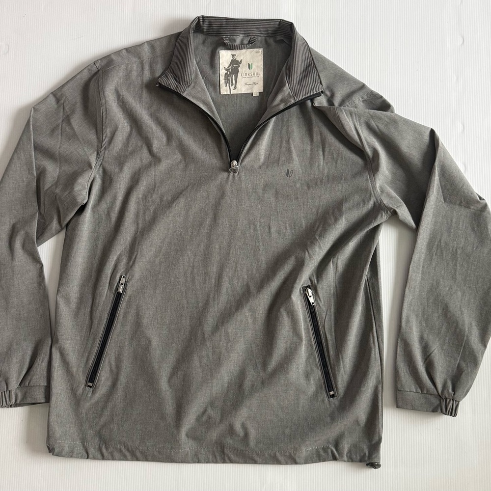 LINKSOUL Sweater Mens Size M Gray John‎ Ashworth & Co. 1/4 Zip Pullover Golf